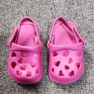 Pink Kids Clogs with Heart Cutouts